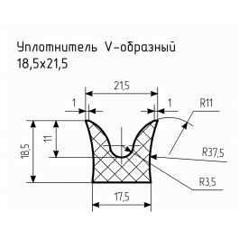 Уплотнитель (профиль) № V-3 Ц