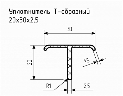 Уплотнитель резиновый (профиль) № Т-4 Ц