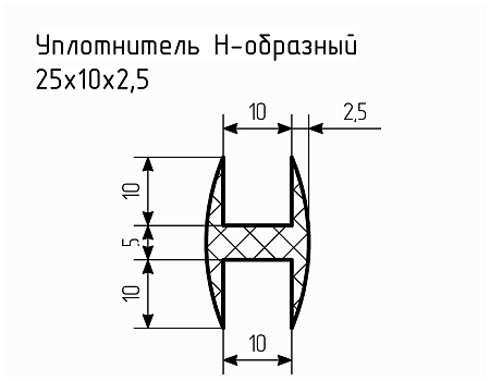 Уплотнитель (профиль) № Н-7 Ц