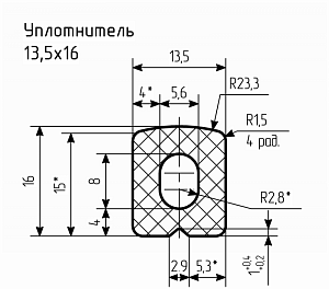 Уплотнитель (профиль) НО-68, № 9 Ц 