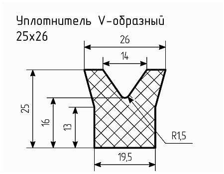 Уплотнитель (профиль) № V-6 Ц