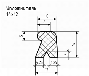 Уплотнитель (профиль) С-509, № 12 Ц