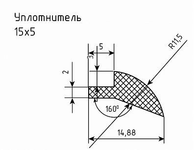 Уплотнитель (профиль) НО-68, № 3 Ц 