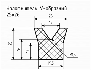 Уплотнитель (профиль) № V-6 Ц