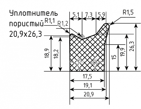 Уплотнитель (профиль) № Пористый-7