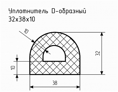 Уплотнитель (профиль) № D-7 Ц